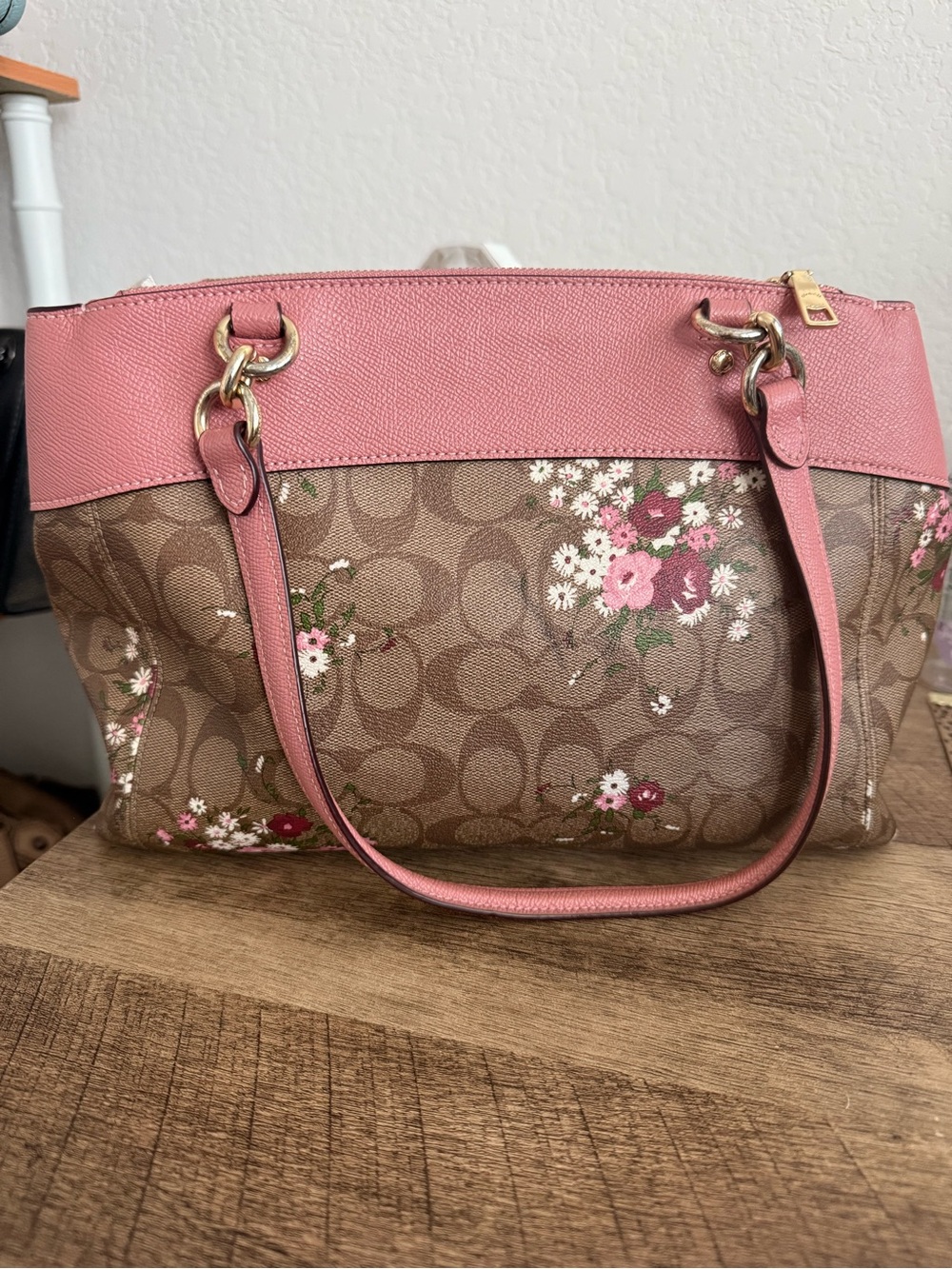 Coach Brook Carryall Pink Floral Signature Tote & Wallet - Picture 3 of 11
